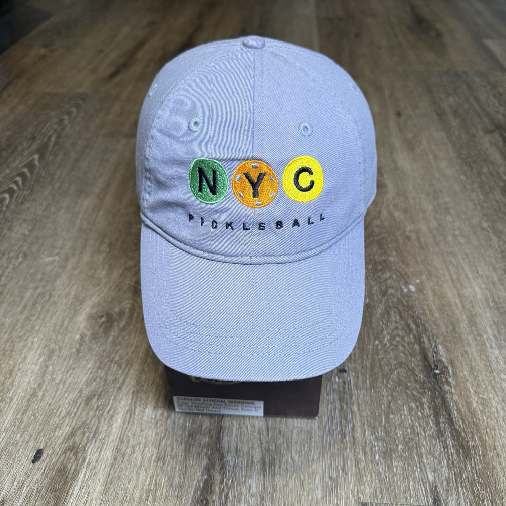 NYC Pickleball Club Hat Gray Tennis Baseball Cap Adj Strap Dad Low Profile